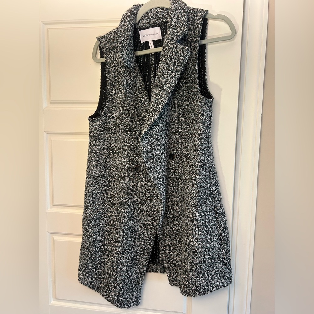 Elegant Black and White Tweed Vest